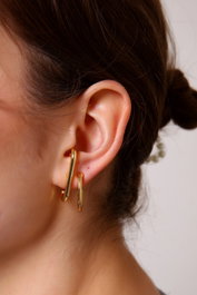 Heliophilia Silver Goldcuff Pendientes de Latón y Circón Oro